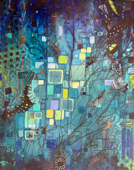 Tracey Penrod Art, mixed media art, mixed media painting, mark making, songs of the deep, abstract expressionism, abstract, expressionism, painting, intuitive, contemporary painting, contemporary art, fine art